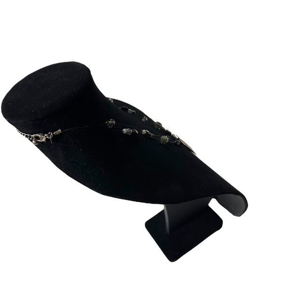 Signed Chicos 3 Strand Glass & 925 Bead Round Leather Inset Pendant Necklace 22” - Picture 12 of 16